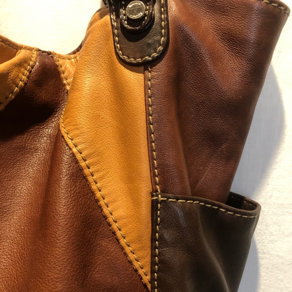 Tignanello Brown Patch Leather Shoulder Handbag - Picture 8 of 11
